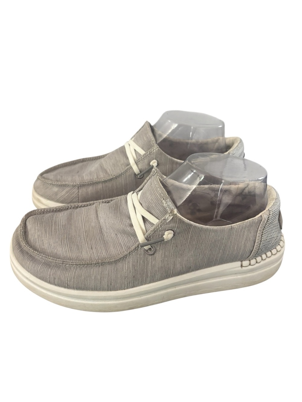 Hey Dude Wendy Rise Shoes Women's Size 8 Lunar Rock Grey White Slip On Loafers